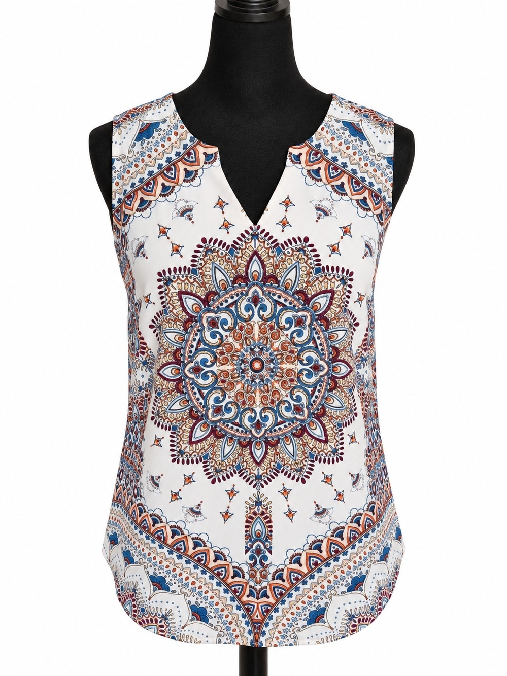 Renee C. Boho Medallion Print Sleeveless Blouse